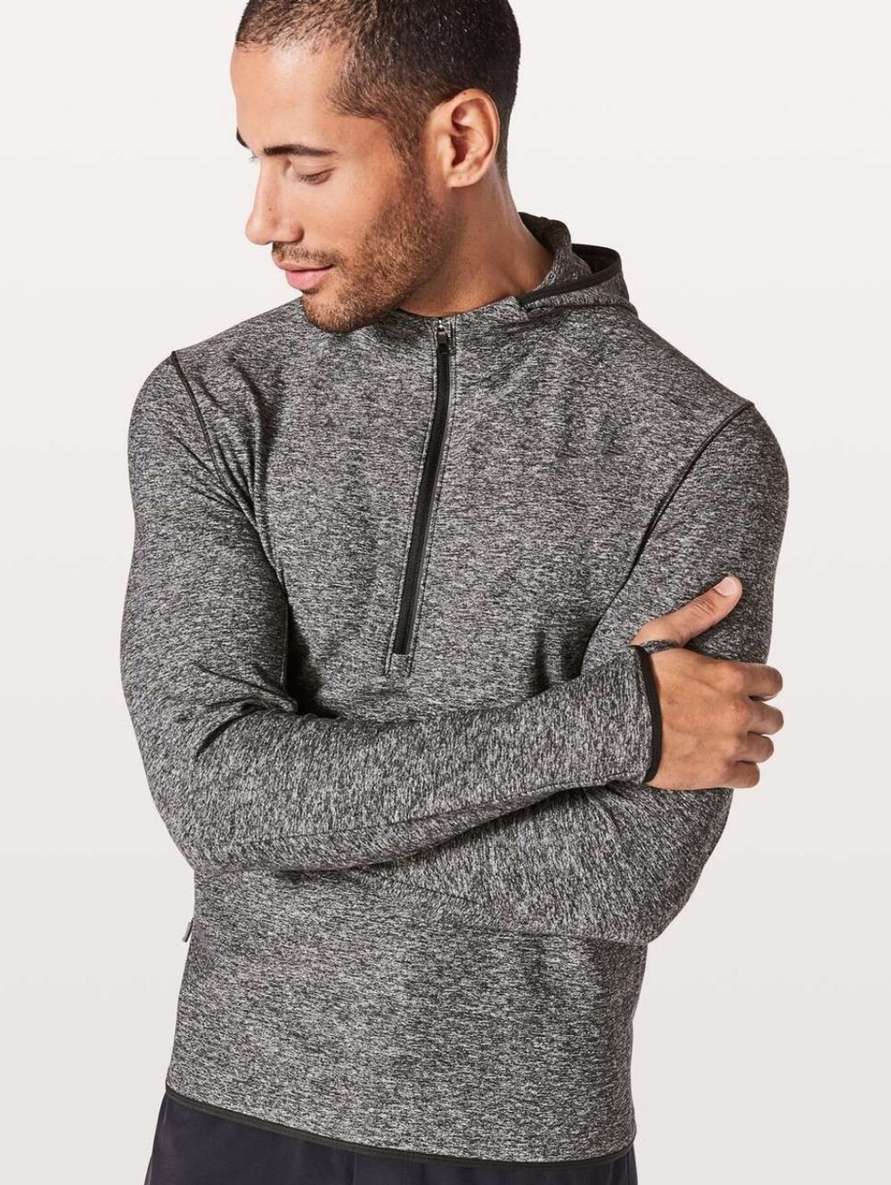 Lululemon Heathered Gray Surge Quarter Zip Pullover Hoodie